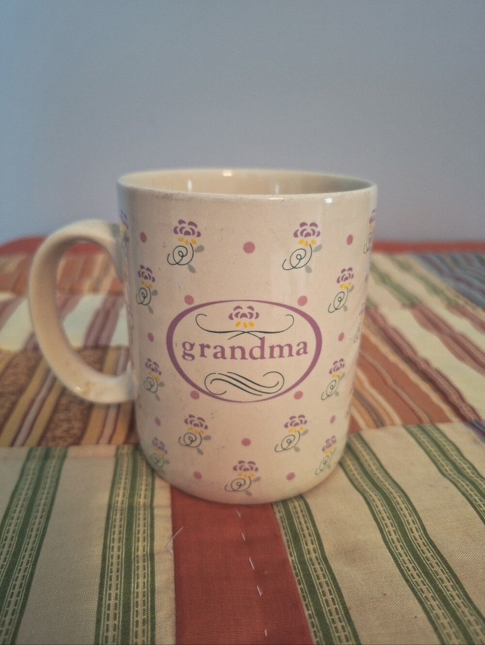 Vintage Grandma Floral "Message Mug" 1987 Montage George Good Corp.